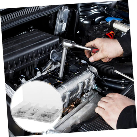 Mechanic using tools with 150 Piece Stainless Steel C Clip Snap Ring Set For Shafts And Axles Wear Resistant Rustproof Replacement Rings