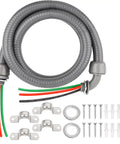 Six Foot Liquid Tight Conduit Kit Pro Grade With One Half Inch Prewired Electrical Whip And Three 10 AWG THHN Copper Wires Bare Ends Plus 90 Degree And Straight Connectors For Outdoor AC Wiring