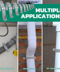 Heavy Duty 1 Inch Pvc Pipe Straps 16 Pack 2 Hole Plastic Conduit Clamps on various pipes for bathroom and garden projects.