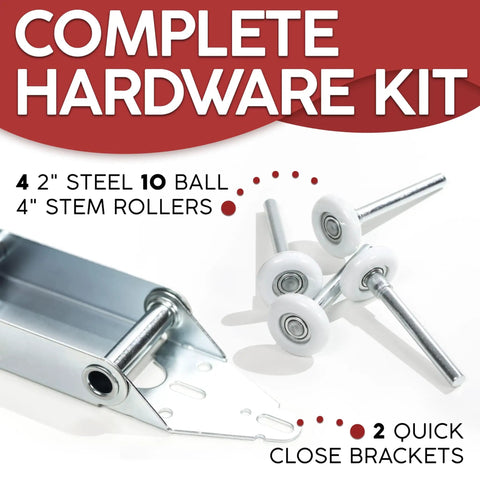 Low Headroom Quick Turn Top Brackets 2 Pack for Garage Doors with 4 Steel Rollers, complete hardware kit image