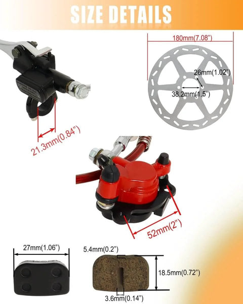 Hydraulic Disc Brake Caliper Kit For Mini Bikes With 80mm Rear Rotor Fits Doodle Bug Dirt Bug 97cc 79cc Predator 2.8HP Engine