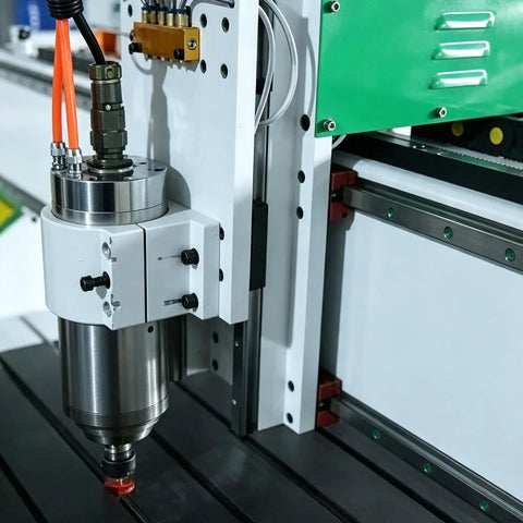 Solid Aluminum CNC Spindle Mount Bracket With Dead On Split Clamping Grip offering quick release for 48mm and 52mm bores on a spindle.