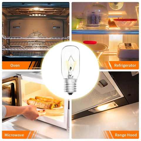 Two Pack 40W Microwave Light Bulbs WB36X10003 130V E17 Base Warm White Replacement with appliance examples