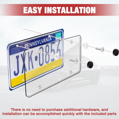 Clear Universal License Plate Cover Set 2 Pack 12.08 X 6.02 Inches No Fuss Install Protects Your Plate From Dirt And Scratches