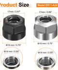 Built Tough Er11 A M14 Collet Clamping Nuts Boasting Rock Solid Hold For Lathe Cnc Milling Tools Crafted From Premium Hardened Steel Delivering Serious Grip And Knockout Durability Ready To Roll Pack Of Two with size details