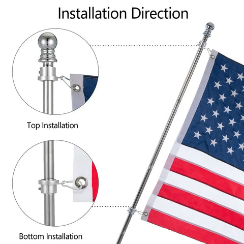 Aluminum Flag Pole Rings With Bearing For 0.75 To 1 Inch Flag Poles, No Tangle 360 Degree Rotation, Durable Carabiner Clips, No Fuss Quick Install, Keeps Your Flag Flowing Smooth And Safe. top and bottom installation on flagpole