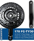Mountain Bike Crankset FC TY301 3x6 7 8 Speed Drivetrain 24T 34T 42T Gears Square Set 170mm Crank Arm Aluminum