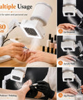 Top Shelf Sixty Watt Nail Dust Extractor Vacuum With Kickin Three Sixty Degree Cyclone Airflow during gel removal and acrylic filing.