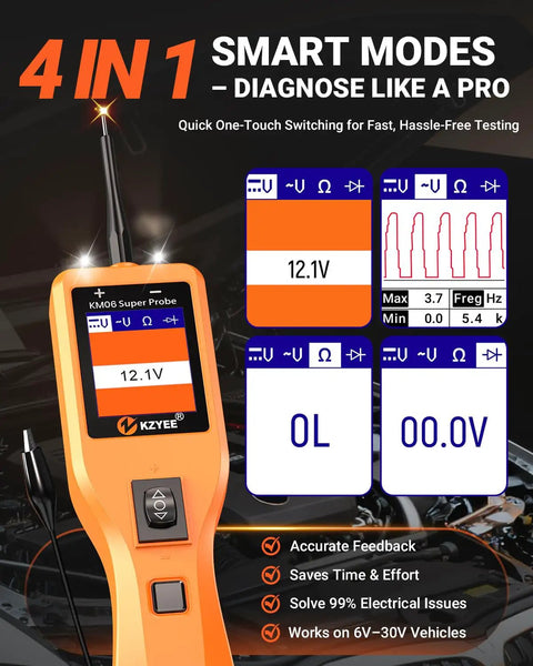 Essential Power Circuit Probe Kit For 8-35V Automotive Systems, 4 Mode Electric Diagnostic Tool showing smart modes display.