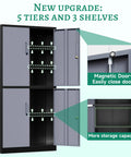 Heavy Duty Metal Storage Cabinet With Locking Doors And Shelves 71 Inch Tall Steel Garage Cabinet Built Tough For Home Office Workshop And Warehouse Powder Coated Finish Moisture Proof And Rust Resistant Secure Locking opened with 3 shelves