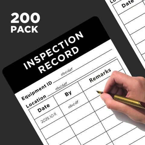 Inspection record sheet with fields for equipment details, part of 200 Pack Dot Inspection Stickers And Heavy Duty Adhesive Labels 6 By 3 Inches For Equipment Maintenance.