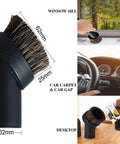 Universal Vacuum Attachments Set 1.25 Inch with Hardwood Floor Brush showing brush tool for cleaning car and home surfaces.