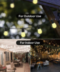 Smart Outdoor String Lights 48 Feet With 16 Shatterproof LED Bulbs illuminating patio, porch, and deck areas, weather resistant use