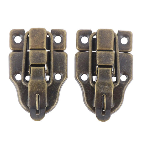 Two Pack Key Hasp Lock Set For Jewelry Boxes And Small Chests, Heavy Duty Iron Toggle Latch Buckle, Antique Metal Style