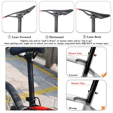 Adjustable positioning of Ultralight 27.2/31.6 Carbon Seatpost For Mountain Road MTB And BMX Bikes, Full 3K T800 Carbon Fiber