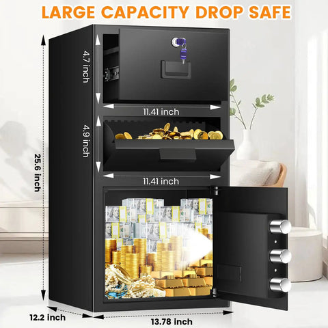 5.6 Cu Ft Large Drop Safe Box For Biz With Quick Drop Slot Anti Theft Money Safe Digital Keypad Spare Key Heavy Duty Safe