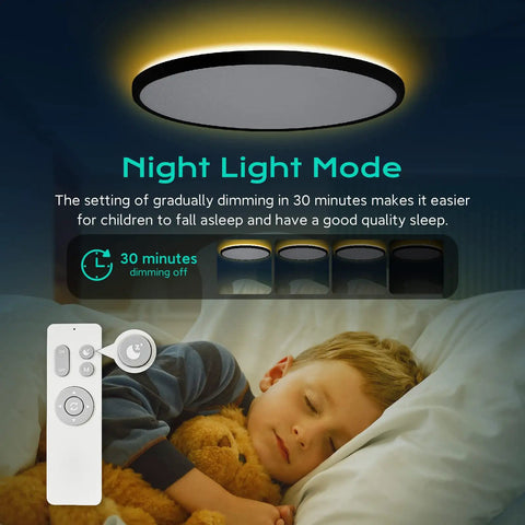 Remote Control 18 Inch Flush Mount LED Ceiling Light With Night Light Mode 2000K Soft Glow Full CCT Dimmable Brightness 36W Ideal For Kitchen Office Kids Room Anywhere In The Home