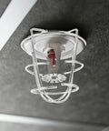 Set Of Four Stainless Steel Fire Sprinkler Cage Guards For Half Inch Heads Heavy Duty Anti Collision Shields installed on ceiling