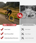 Comparison of a bike with Upgrade Your Ride With A Dope 48V 1000W Rear Hub Motor Electric Bike Conversion Kit versus a traditional bike.
