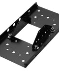 Image of the Galvanized Steel 4x4 Adapter Plate for Post Mount Mailboxes 7540B-10 Black, showing bolt hole patterns and mounting angles.