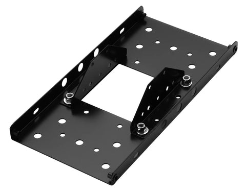 Image of the Galvanized Steel 4x4 Adapter Plate for Post Mount Mailboxes 7540B-10 Black, showing bolt hole patterns and mounting angles.