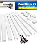 116 Inch Cord Hider Kit For Wall Wires And TV Cables Paintable Cable Raceway With 0.96 Inch Width And 0.57 Inch Height Includes Couplings And Elbows For Easy No Mess Wire Concealment White