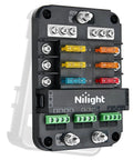 6 Way Fuse Relay Block With Acc Control Negative Bus 12V Blade Holder ATC ATO Box Waterproof Cover Panel For Automotive Cars Motorcycles RVs Vans Heavy Duty Electrical Distribution For All Rigs And Off Road Setups, black 6-slot fuse panel with blade fuses