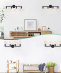 4 Light Black Vanity Light Fixture For Bathroom Over Mirror Vintage Farmhouse Industrial Wall Sconce with E26 Bulbs in living room