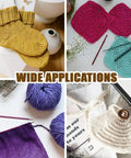 Various yarn projects showing uses for Wooden Yarn Wrap Guide Board With Clasp WPI Gauge For Spinners Yarn Measuring Tool Crochet Accessory Spiral Leaves Design Diz For Spinning And Crafting For Yarn Nerds And Craft Crew