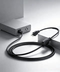 Six Pack 16 Awg 13 Amp Heavy Duty Indoor Extension Cords One Foot with grounded plug connecting to a power outlet.