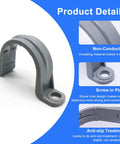 Gray Half Inch PVC Pipe Strap Clamp Kit, 2-Hole Conduit Pipe Supports, Ultra-Durable Plastic Mounts For Electrical Wiring, Rust-Resistant