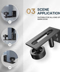 Two Pack Barn Door Floor Guide System With Wall Mount, Eight Setup Options, Adjustable Stay Roller, Black Finish