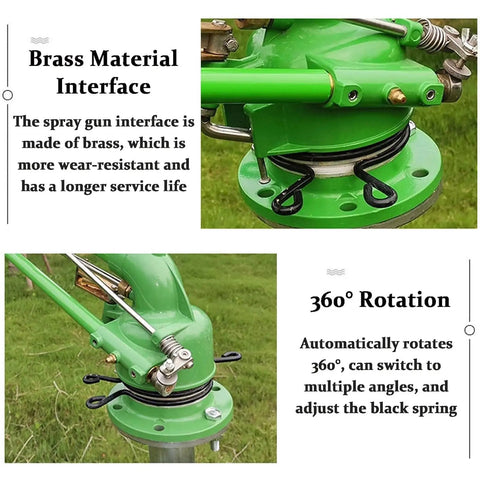 Brass interface and 360-degree rotation handle of Heavy Duty Farm Irrigation Sprinkler With 360 Degree Spray For Wide Coverage