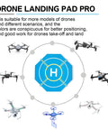 Illustration showing On The Go Foldable Night Vision Drone Landing Pad 20 Inch Double Sided Waterproof Helipad surrounded by RC drones.
