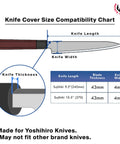 Compatibility chart for Magnetic Oak Saya Cover For Sujihiki Slicer 270mm Blade Built To Last American Oak Knife Protector