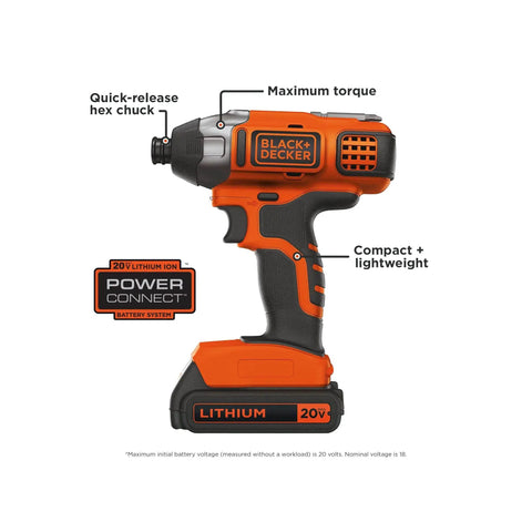20V Max Cordless Impact Driver Kit With One Quarter Inch Quick Release Chuck Delivers Up To One Thousand Three Hundred Seventy Five Inch Pounds Torque, Three Thousand RPM, And Three Thousand Nine Hundred IPM, Plus A Soft Touch Grip For Beast Mode