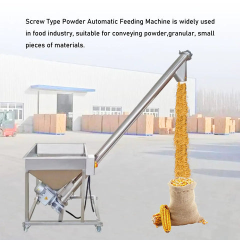 Electric Screw Conveyor With Inclined Spiral Auger Feeder For Powder And Particle Loading, 1.7m Height, 110V, 3m3/h Capacity