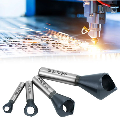 Four Piece Cobalt Countersink Chamfer Tool Set Single End M35 High Speed Steel 90 Degree Cutting Angle Beefy Metalworking