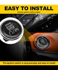 Keyless Start Ignition Push Button Switch For Chrysler Jeep Commander Grand Cherokee Dodge Challenger Durango Charger Town And Country Grand Caravan Replacement 1FU931X9AC 33370101 Direct Fit Easy Install - installed view in dashboard