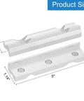 Diagram showing dimensions of Two Pairs Five Inch Aluminum Vise Jaws With Magnetic V Type Soft Rubber Pads For Keeping Wood Plastic Tubing And Plumbing Steady Grip Durable Multi Purpose Vises Protector Kit Silver, including 5 inches long and varying heights.