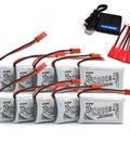 10-Pack 3.7V 800mAh Lithium Battery With Beefed-Up 5-In-1 Charger For SYMA X5C X5C-1 X5SC X5SW H5C V931 S5C S5W SS40 FQ36 T32 T5W H42 CW4 Drones And Compatible JJRC H5C H42 Quadcopters