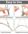 Instructions showing how to use the Eight Piece Adjustable Picture Hanging Wire Kit With 6.6Ft Heavy Duty Stainless Steel Rope for wall hangings.
