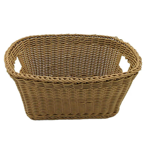 Large Woven Storage Basket With Handles For Laundry Bedroom And Bathroom Rustic Rattan Look Versatile Storage Bin, 11.8x7.9 in