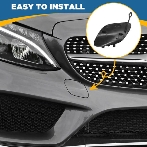 Front Bumper Tow Hook Cover For W205 C Class Sedan 2015 2016 2017 2018 C300 C400 C43 AMG Sports Models Gray Cap Towing Eye Trailer Cover A2058850724 Easy Install