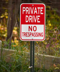 Built Legit Tough Private Driveway Sign 2 Pack 12X18 No Trespassing Warning Board Rust Free Aluminum in outdoor setting.