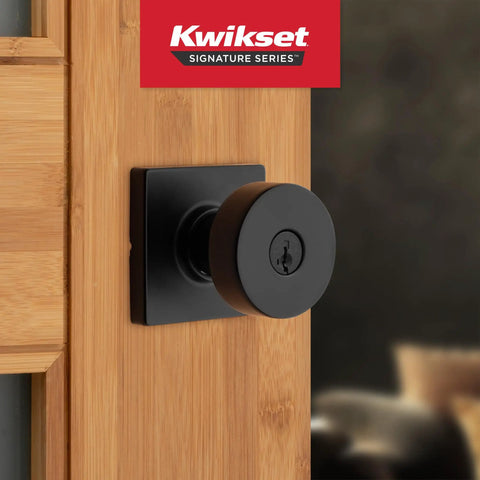 Keyed Entry Door Knob With Lock And Key For Exterior Front Door Matte Black Finish Secure SmartKey Rekey Security