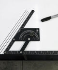 Heavy Duty Anodized Aluminum Angle Finder Protractor 0 To 180 Degrees For Tube And Sheet Metal Bending Layout With Quick Twist Lock Knob 20 Inch Arm on a white surface.