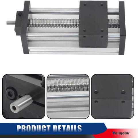 100mm Travel Double Optical Axis Manual Sliding Table With Rock Solid Linear Rail Guide And Ballscrew SFU1605 Handwheel Included For DIY CNC Router Machine And Milling Projects, aluminum rail close-up
