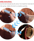 4-step assembly process of 2 Set Brake Bleeder Kit for Cars and Motorcycles, showing unscrewing bolt, metal ball, spring insertion.
