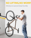 Swivel Bike Wall Mount For Garage No Heavy Lifting Required Easy To Load And Unload Space Saving Bike Hanger in use illustration